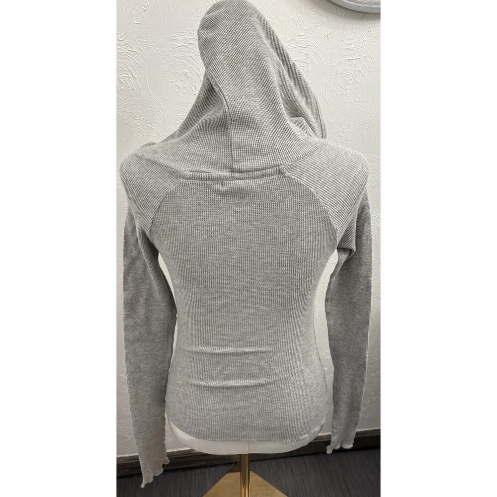 Vintage Lola Waffle Thermal Hooded Henley Size Medium Y2K Buttons Pouch Cotton - Picture 6 of 9